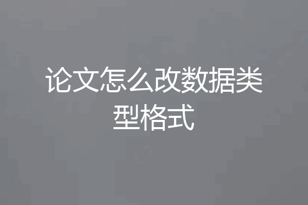 论文怎么改数据类型格式