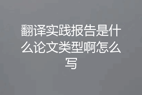 翻译实践报告是什么论文类型啊怎么写