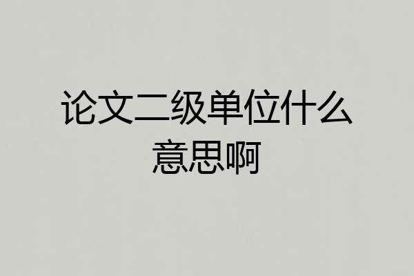 论文二级单位什么意思啊