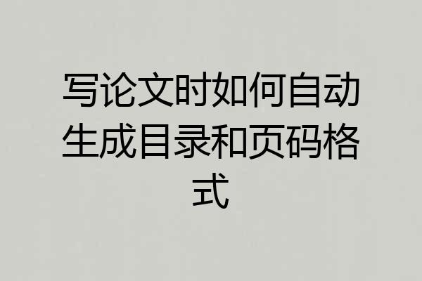 写论文时如何自动生成目录和页码格式