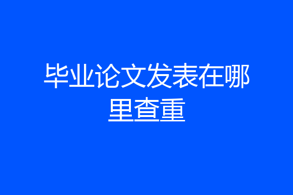 毕业论文发表在哪里查重