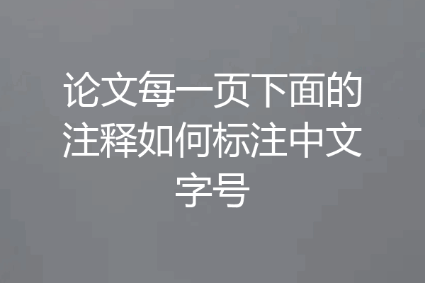 论文每一页下面的注释如何标注中文字号
