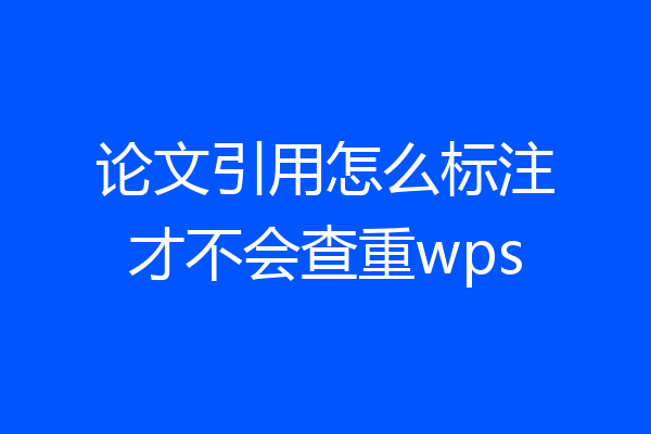 论文引用怎么标注才不会查重wps