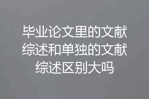 毕业论文里的文献综述和单独的文献综述区别大吗