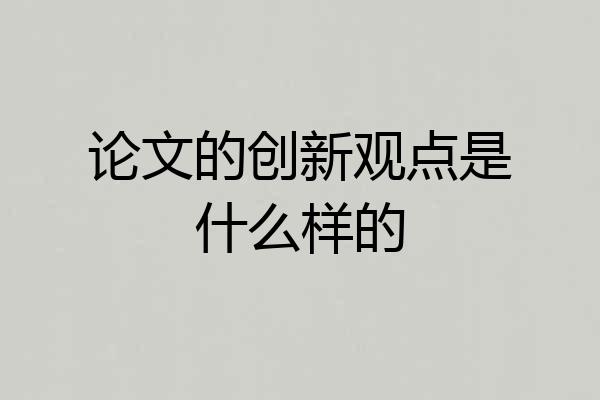 论文的创新观点是什么样的