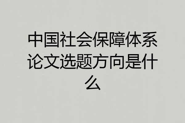 中国社会保障体系论文选题方向是什么