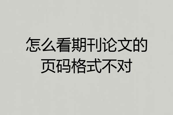 怎么看期刊论文的页码格式不对