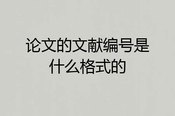 论文的文献编号是什么格式的