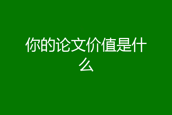 你的论文价值是什么