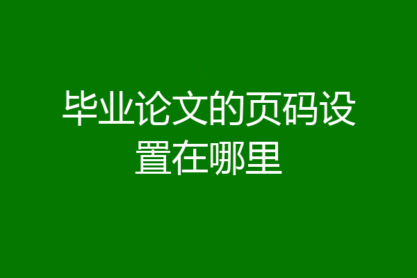 毕业论文的页码设置在哪里