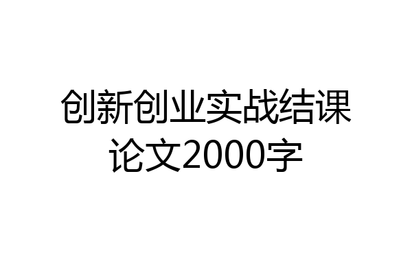 创新创业实战结课论文2000字