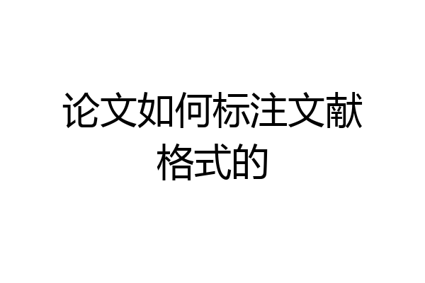 论文如何标注文献格式的