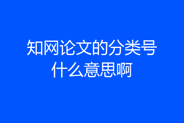 知网论文的分类号什么意思啊