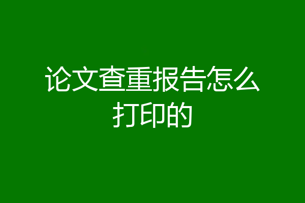 论文查重报告怎么打印的