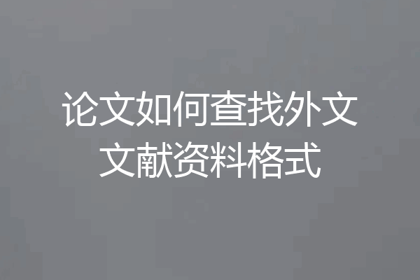 论文如何查找外文文献资料格式