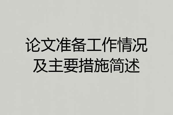 论文准备工作情况及主要措施简述