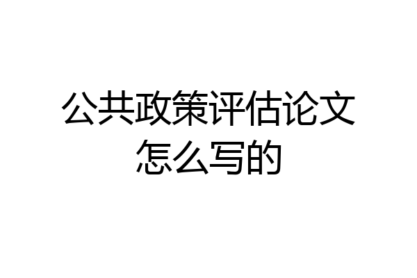 公共政策评估论文怎么写的