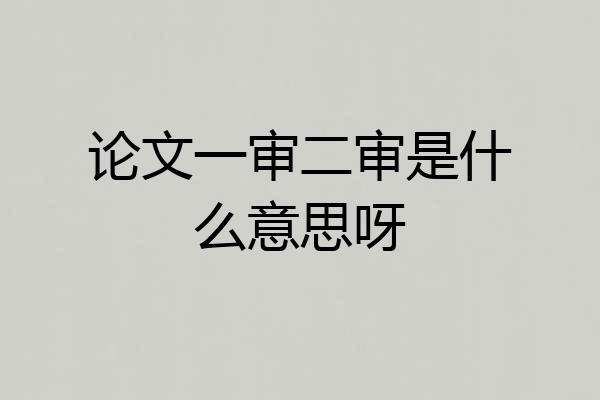 论文一审二审是什么意思呀