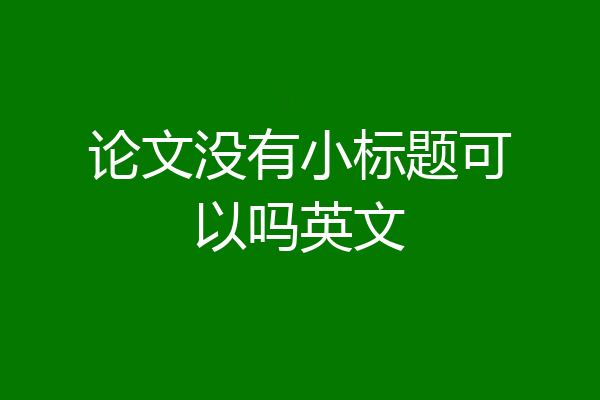 论文没有小标题可以吗英文