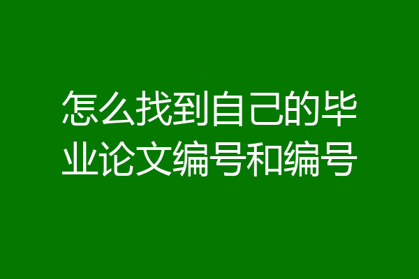 怎么找到自己的毕业论文编号和编号