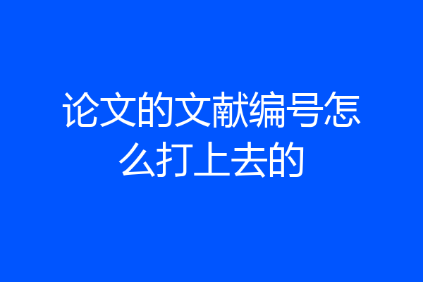论文的文献编号怎么打上去的