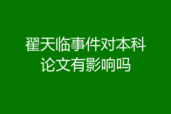 翟天临事件对本科论文有影响吗