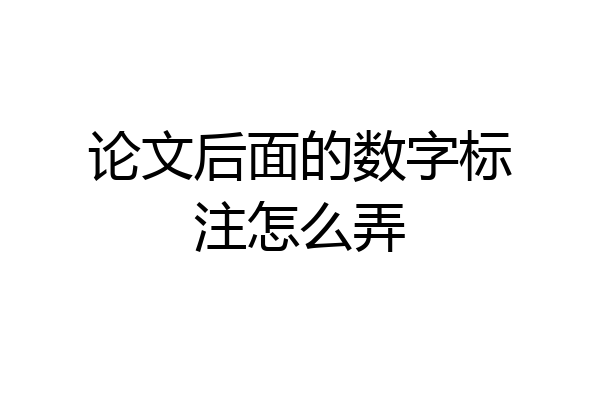 论文后面的数字标注怎么弄