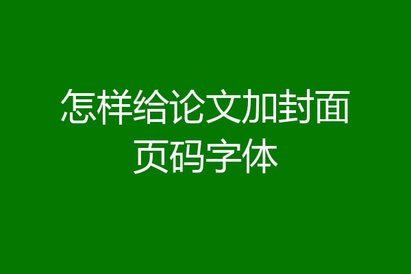 怎样给论文加封面页码字体