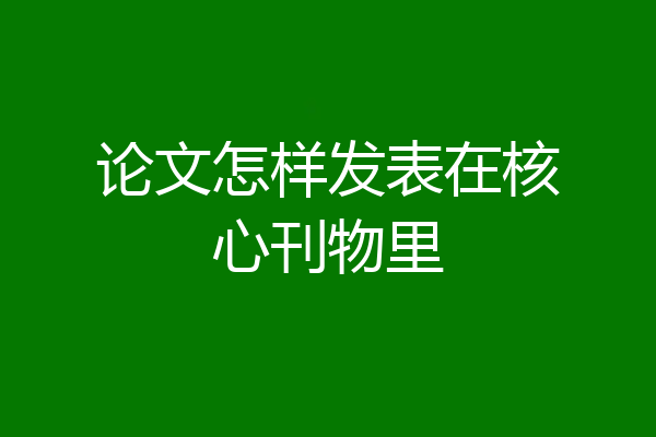 论文怎样发表在核心刊物里