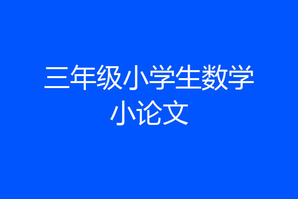 三年级小学生数学小论文