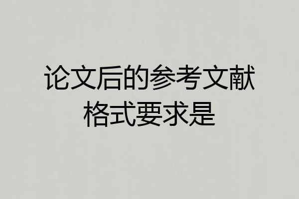 论文后的参考文献格式要求是