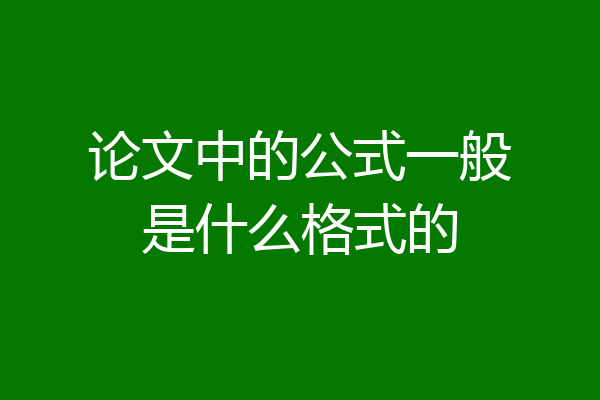 论文中的公式一般是什么格式的
