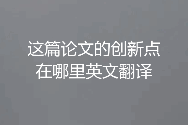 这篇论文的创新点在哪里英文翻译