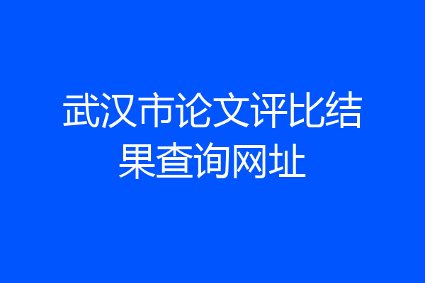 武汉市论文评比结果查询网址