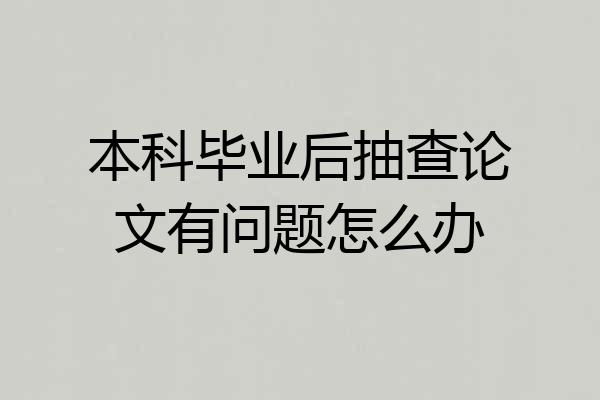 本科毕业后抽查论文有问题怎么办