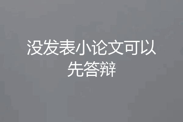 没发表小论文可以先答辩