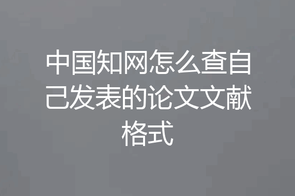 中国知网怎么查自己发表的论文文献格式