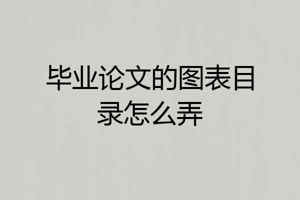 毕业论文的图表目录怎么弄