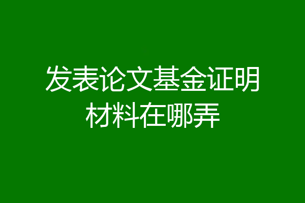 发表论文基金证明材料在哪弄