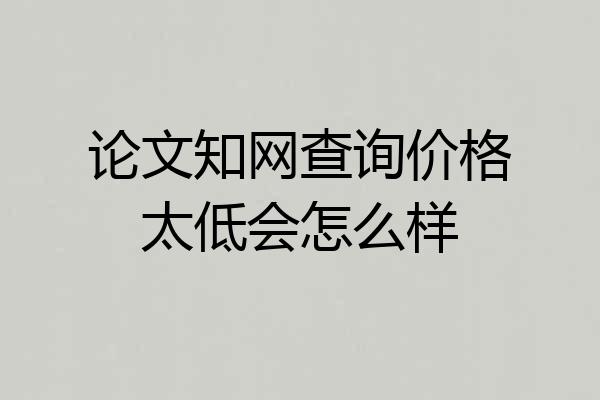 论文知网查询价格太低会怎么样