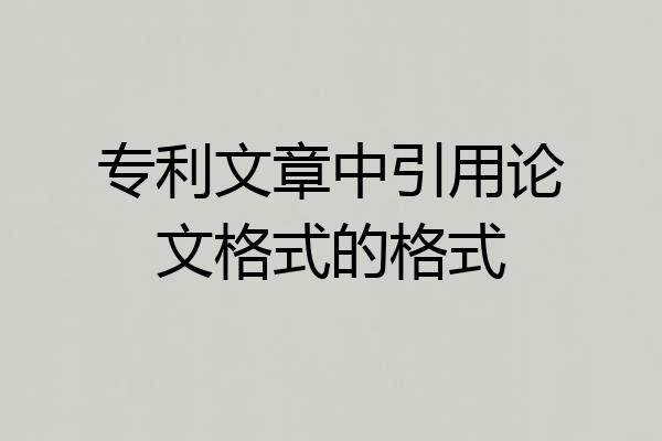 专利文章中引用论文格式的格式