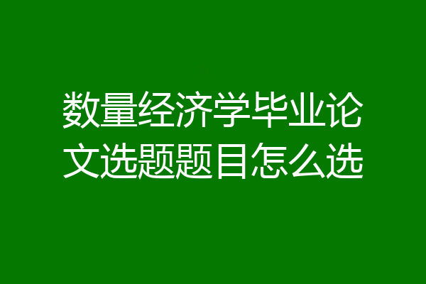 数量经济学毕业论文选题题目怎么选