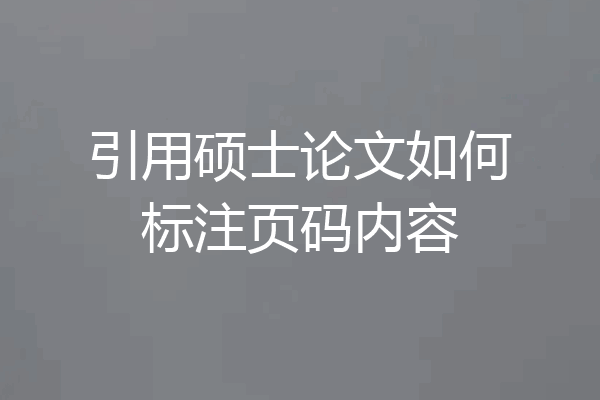 引用硕士论文如何标注页码内容