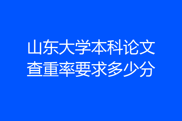 山东大学本科论文查重率要求多少分