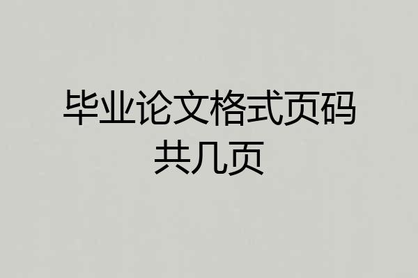 毕业论文格式页码共几页