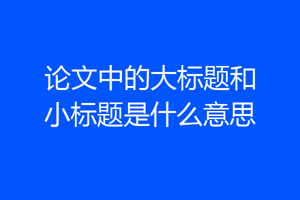 论文中的大标题和小标题是什么意思