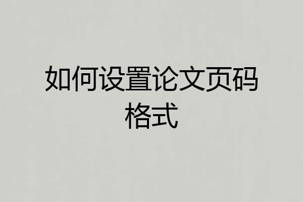 如何设置论文页码格式