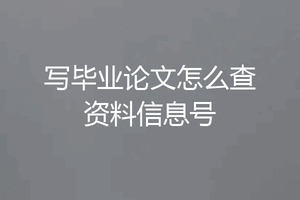 写毕业论文怎么查资料信息号