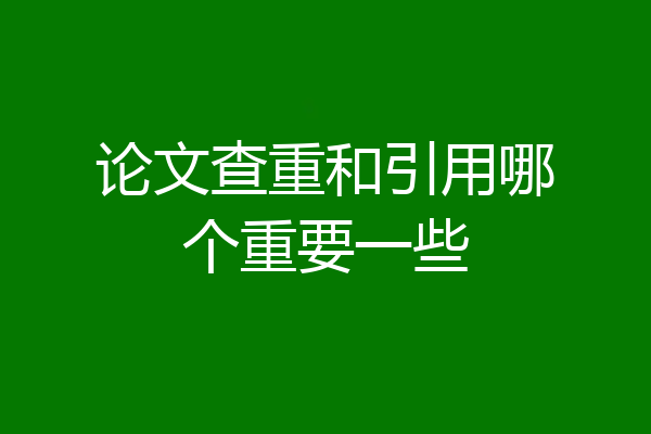 论文查重和引用哪个重要一些