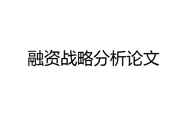 融资战略分析论文